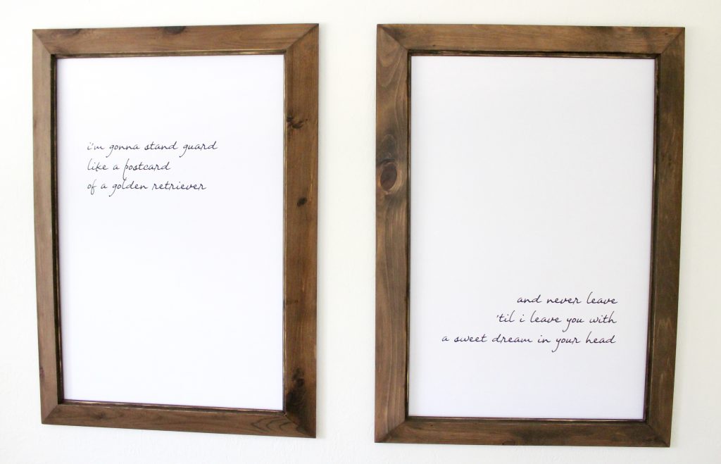 Simple typography art with wood frames